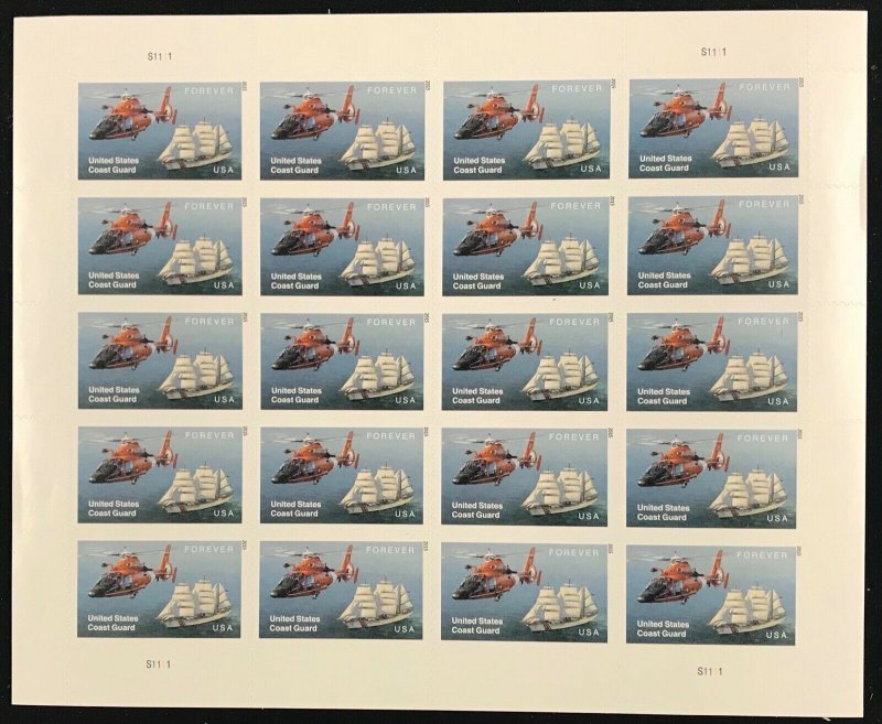 5008   U.S. Coast Guard    MNH Forever sheet of 20    FV $11.00   Issued in 2015