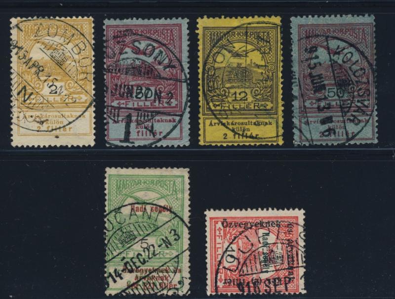 HUNGARY - 1913/6 CHARITY ISSUES x6 WITH VARIOUS POSTMARKS