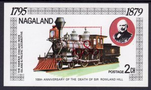 Nagaland 1979 Chicago Rock Islands Locomotive-Sir Rowland Hill S/S Red (1) MNH