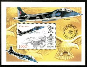 Tanzania 1998 - Royal Air Force, 80 Years - Souvenir Sheet - Scott 1768 - MNH