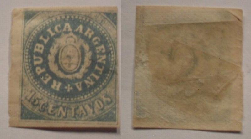 Argentina 1862 Coat of arms 15C Mi.7II c/v 7000 euro MH AM.292