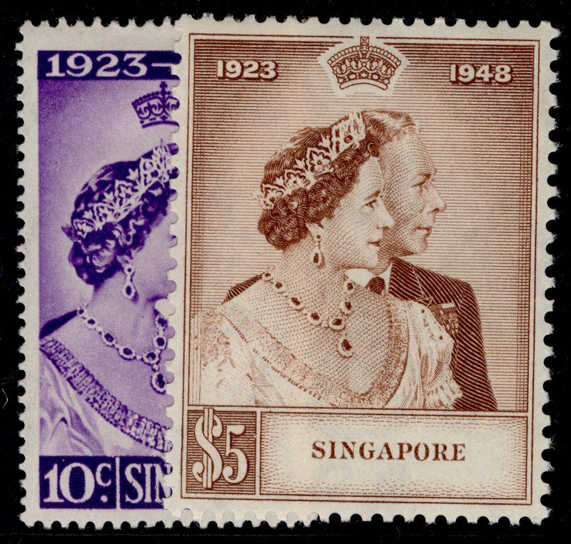 SINGAPORE GVI SG31-32,  1949 ROYAL SILVER WEDDING set, M MINT. Cat £100. 