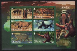 Gibraltar Elephant Tiger Rhino Panda Orangutan Polar Bear Animals MS 2011