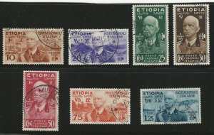 Ethiopia, 1936, Victor Emmanuel III, Scott #N1-N7, Used, Complete Set, Very Fine