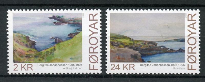 Faroes Faroe Islands 2011 MNH Paintings Bergitte Johannessen 2v Set Art Stamps