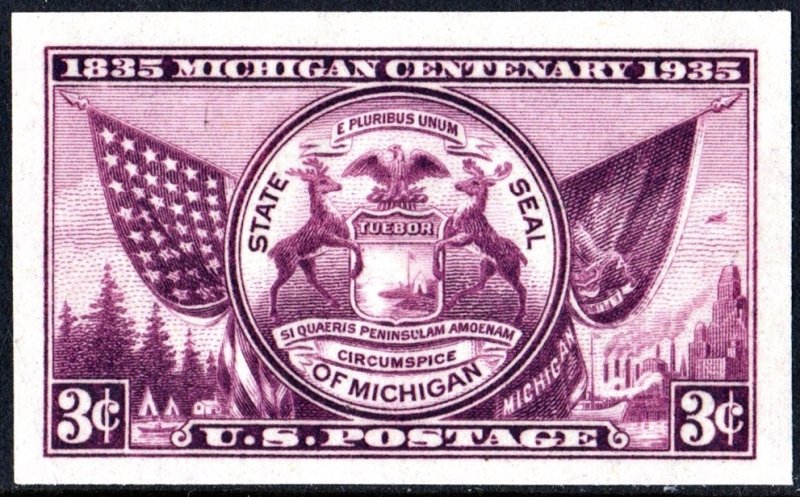 SC#778c 3¢ Michigan Statehood TIPEX Souvenir Sheet Single (1936) MNH