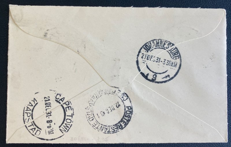 1931 Nairobi Kenya Airmail First Flight PS Cover To Cape Town South Africa