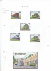 GEORGIA - 1998 - Locomotives - Perf 5v Set & Souv Sheet - Mint Lightly Hinged