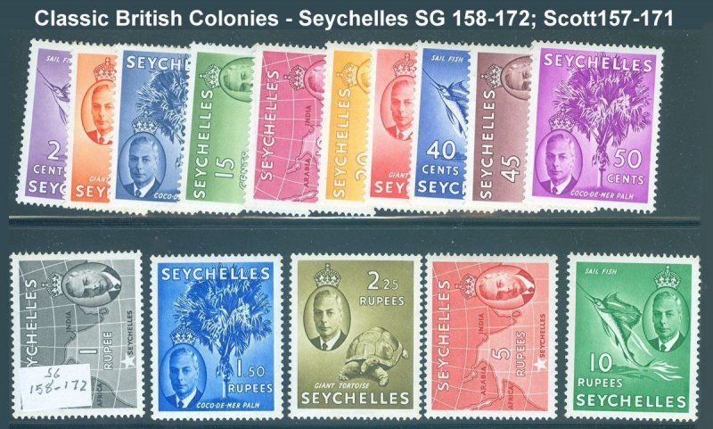 Seychelles Scott 157-171; SG 158-172 - Unused LH