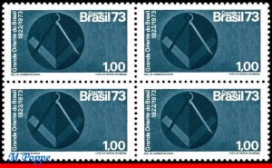 1303 BRAZIL 1973 FREEMASONRY, MASONRY FREE MASONS. MI# 1389 RHM C-799 BLOCK MNH