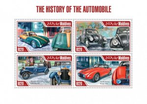 MALDIVES - 2013 - History of the Automobile - Perf 4v Sheet - Mint Never Hinged