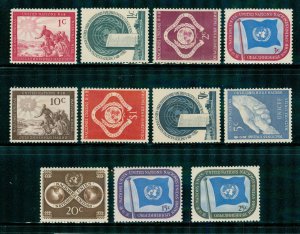 UNITED NATIONS 1-11 MNH CV $6.65 BIN $4.00