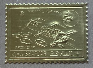 Sharjah 1972 Apollo 17 - 4R gold foil, MNH. Mi 1060A, CV €10.00