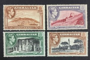 MOMEN: GIBRALTAR SG #122a,126,127a,128a P13.5 MINT OG NH £283++ LOT #64195