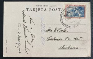 1951 Buenos Aires Argentina RPPC Postcard Airmail Cover To Australia Aerial View