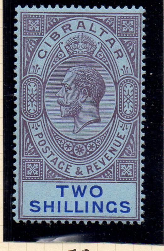 Gibraltar Sc 72 1912 2/ vio & ultra G V stamp mint