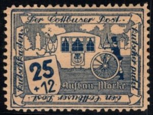 1946 Germany Local Post 25 + 12 Pfennig Cottbus City Reconstruction Unused