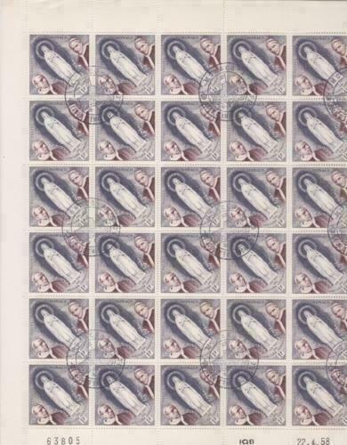 Apparition  of virgin mary 1958 first day  cancelled stamp sheet R19878