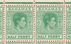 [sto050] BAHAMAS 1938 SG149 mnh 1/2d green compl.sheet w/VARIETIES cv:£725+++