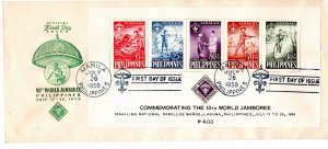 Philippines 1959 Sc CB3a souvenir sheet of 5 FDC-1