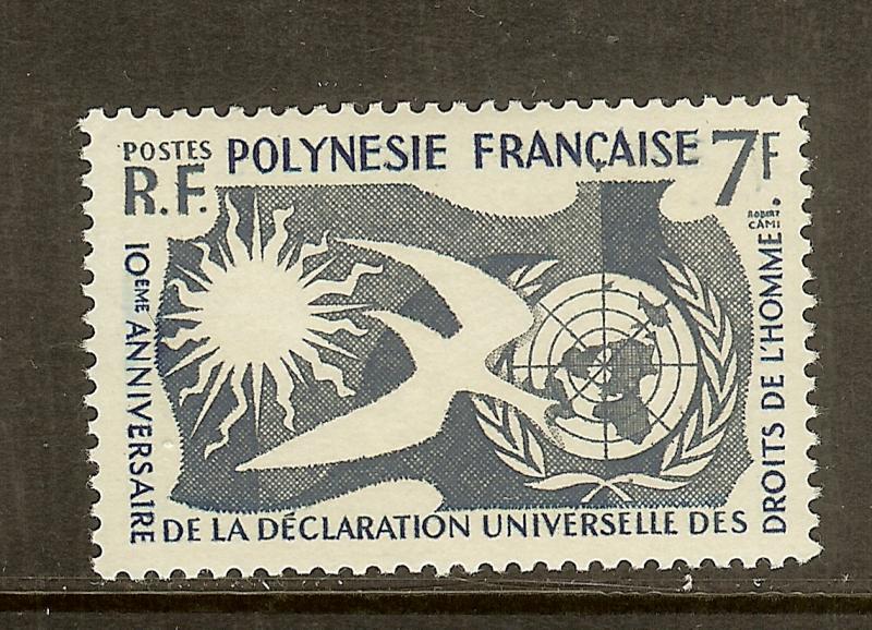 French Polynesia, Scott #191, 7fr Human Rights, MNH