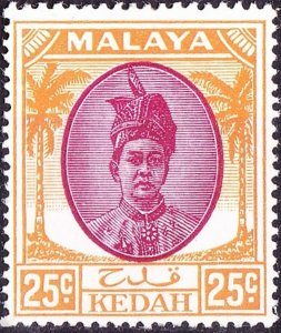 MAYALA KEDAH 1950 25c Purple & Orange SG85 MH