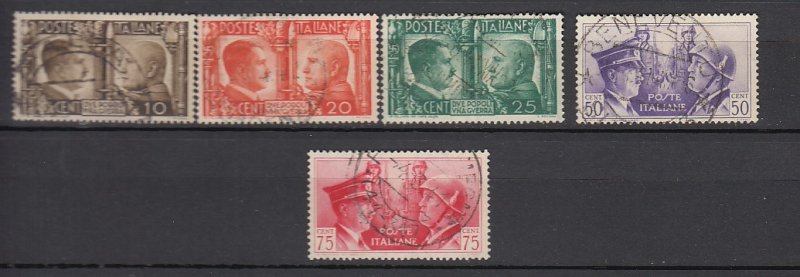 J25737 1941 italy short set used #413-7 hitler mussolini