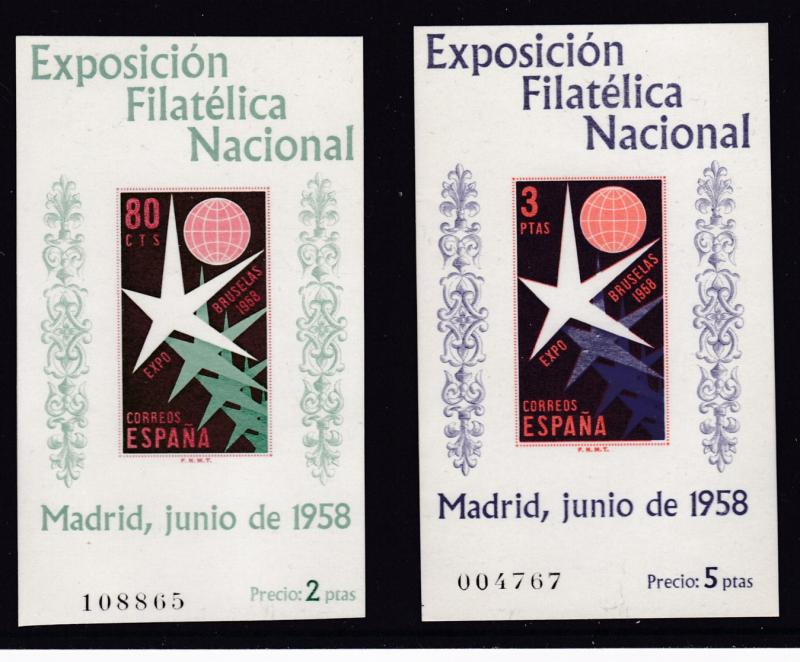 Spain 1958 Universal & International Expo.at Brussels Two Pristine Sheets  XF/NH