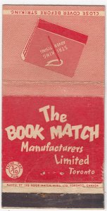 Canada Revenue 3/10¢ Excise Tax Matchbook THE BOOK MATCH MANUFACTURERS Toronto