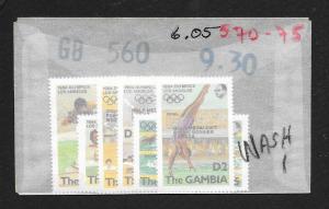 GAMBIA Sc#570-575 Mint Never Hinged Complete Set