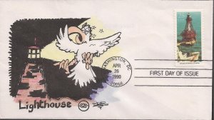 Steve Wilson Hand Painted FDC for the 1990 American Shoals Lighthouse Stamp
