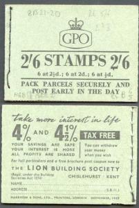 F60 2/6 Booklet Nov 1957 Wmk Edward