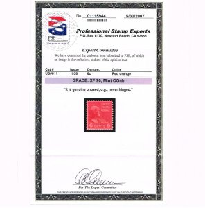 EXCEPTIONAL GENUINE SCOTT #811 MINT PRISTINE OG NH PSE CERT GRADED XF-90