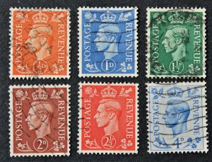 Great Britain Sc# 258-263 Used Set of 6 George VI 1941-42