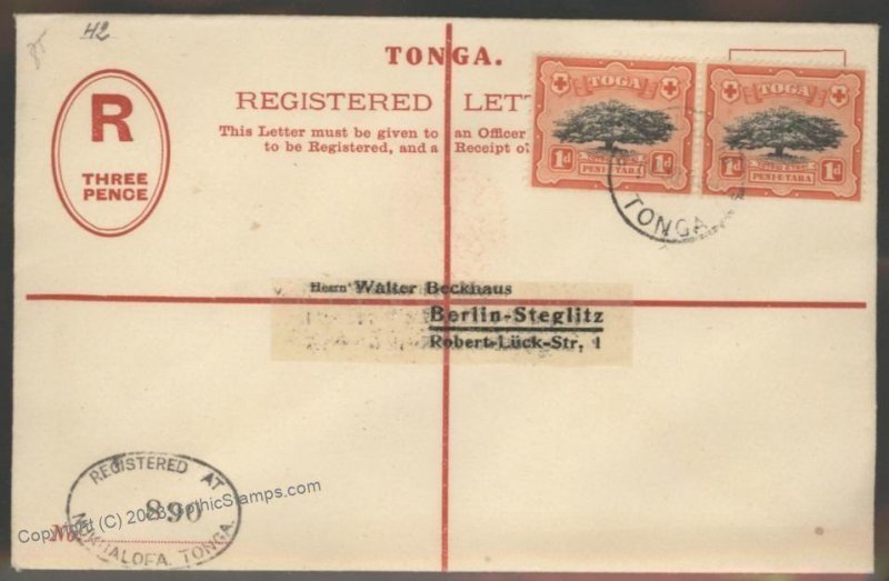 British 1930 Toga Tonga To Berlin Steglitz Cover G112403