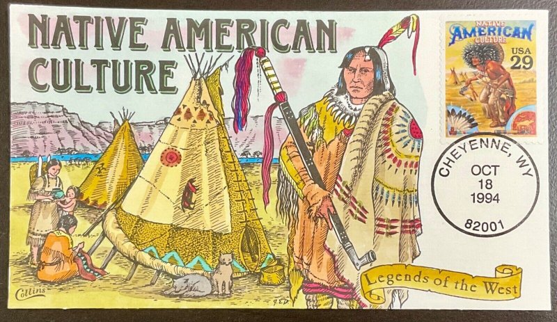 2869e Collins Hand Painted Native American Culture-Legends of the West FDC 1994