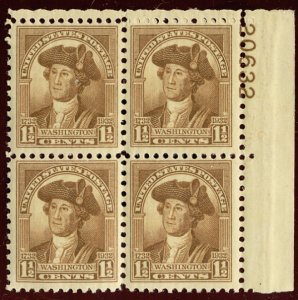 US #706 PLATE BLOCK, VF mint never hinged, nice plate block,   Fresh!