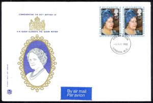 Great Britain Sc# 919 FDC (b) pair 1980 8.4 Queen Mother 80th