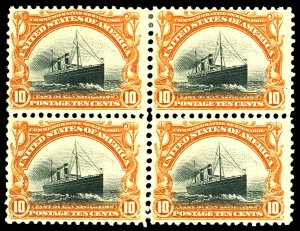 U.S. #299 MINT BLOCK OG LH