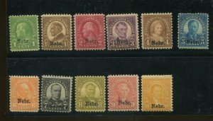 1929 US Postage Stamps #669-679 Mint Never Hinged F/VF OG Nebraska Overprint Set 