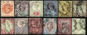 GREAT BRITAIN #111-122 Queen Victoria Jubilee Postage Stamp Collection Used