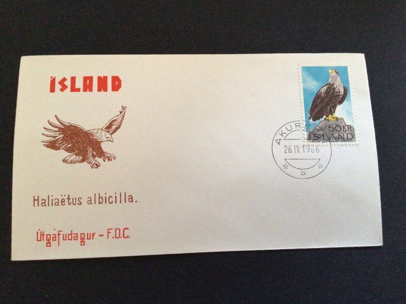 Iceland 1966 Eagle stamp first day of issue postal cover Ref 60284