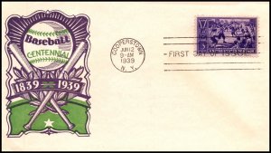 Scott 855 - 3 Cents Baseball - Staehle FDC Unaddressed Planty 855-83a