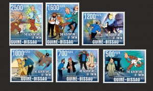 Stamps. The Adventures of Tintin, Guinea - Bissau 2021 year ,6 stamps perforated