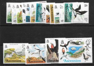 ASCENSION SG199/214 1976 BIRDS DEFINITIVE SET MNH (m)