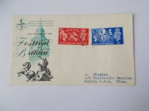 1951 Festival of Britain Illustrated First Day Cover Kirby cds & Dublin on Back