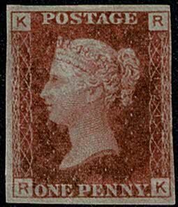 GB 1d Rose-red RK Plate 121 Imperforate (Dr Perkins blued paper)