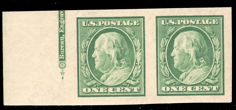 MOMEN: US STAMPS #383 PAIR MINT OG NH XF-SUP LOT #78062*