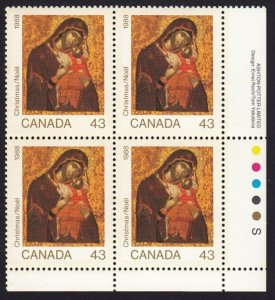 CHRISTMAS Icon Madonna, Child * Canada 1988 #1223 MNH LR Block of 4 CV$5.00