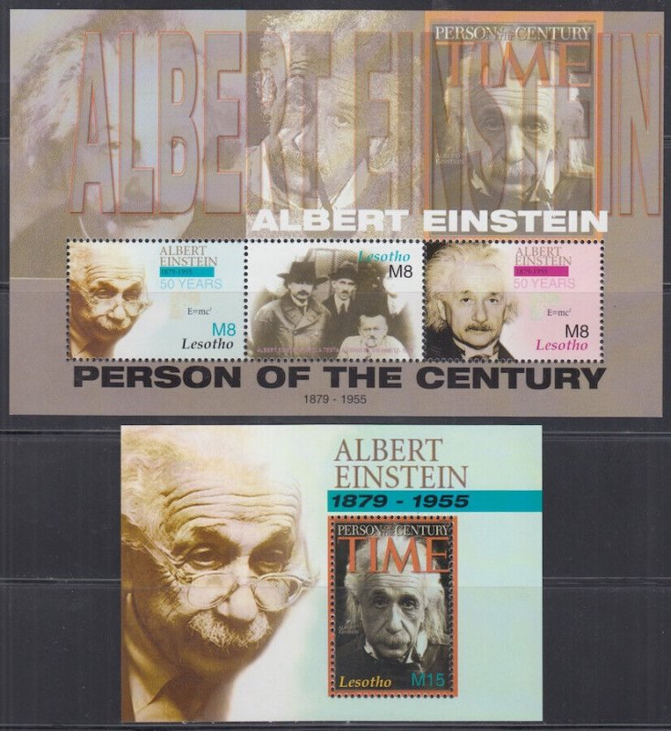 LESOTHO Sc# 1379-80 MNH SHEET of 3 & S/S - ALBERT EINSTEIN (See Description)